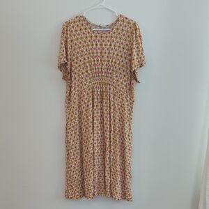 Boden Women's US 20/22L Olive Yellow, Pink, Cream Tile Print Dress